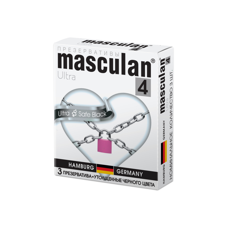 Презервативы &quot;Masculan Ultra&amp;Strong&quot; черные, анальные, 3шт   