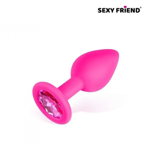 Пробка с розовым кристаллом "Sexy Friend" фуксия, S