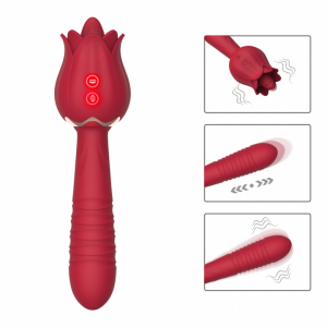 Вибратор-пульсатор-стимулятор двухсторонний &quot;Sex Massager&quot; роза